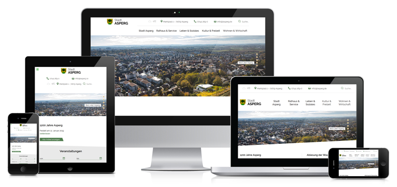 Responsive Web der Stadt Asperg