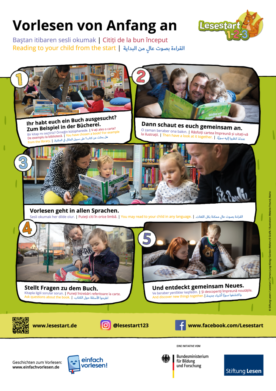 Plakat mit Vorlesetipps für Eltern