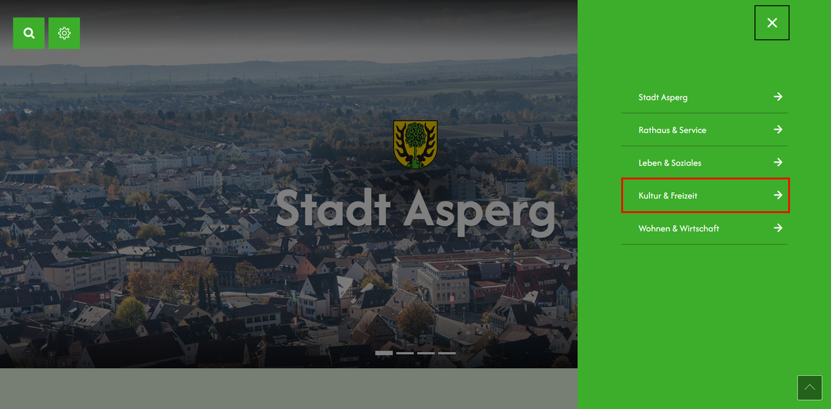 Hauptmenüpunkt „Kultur & Freizeit“