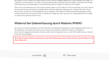 Opt-Out-Klick bei Datenschutzerklärung