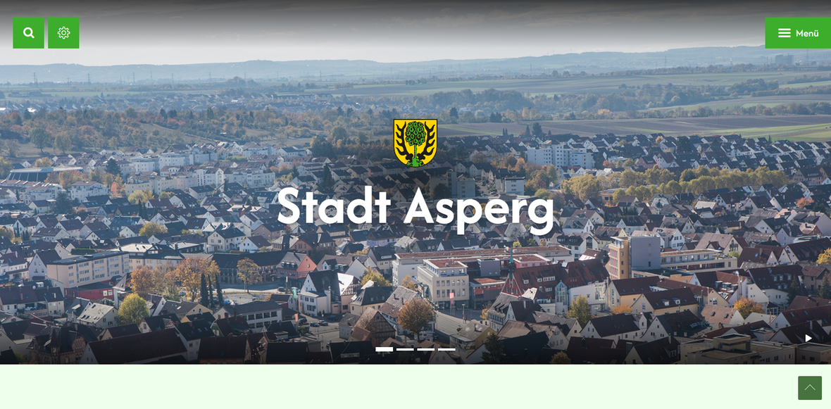 Startseite der Internetseite Stadt Asperg
